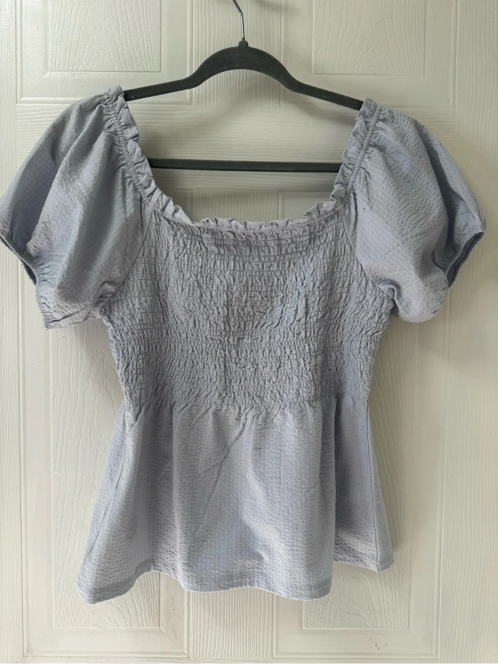 J. Crew Lavender Smocked Puff Sleeve Top